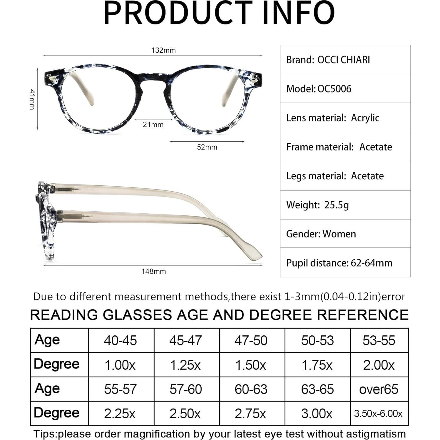 Gafas de Lectura OCCI CHIARI 4.0x Diseño Floral Negro