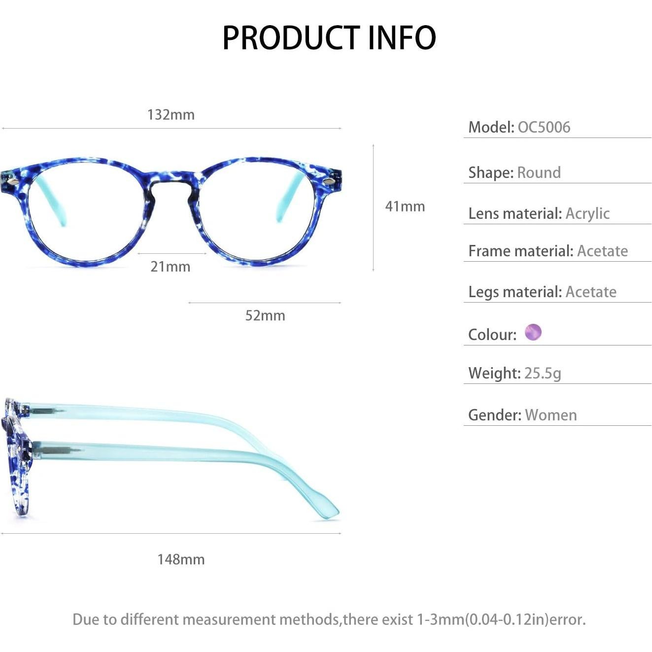Gafas de Lectura OCCI CHIARI Acetato Azul Púrpura +5.0