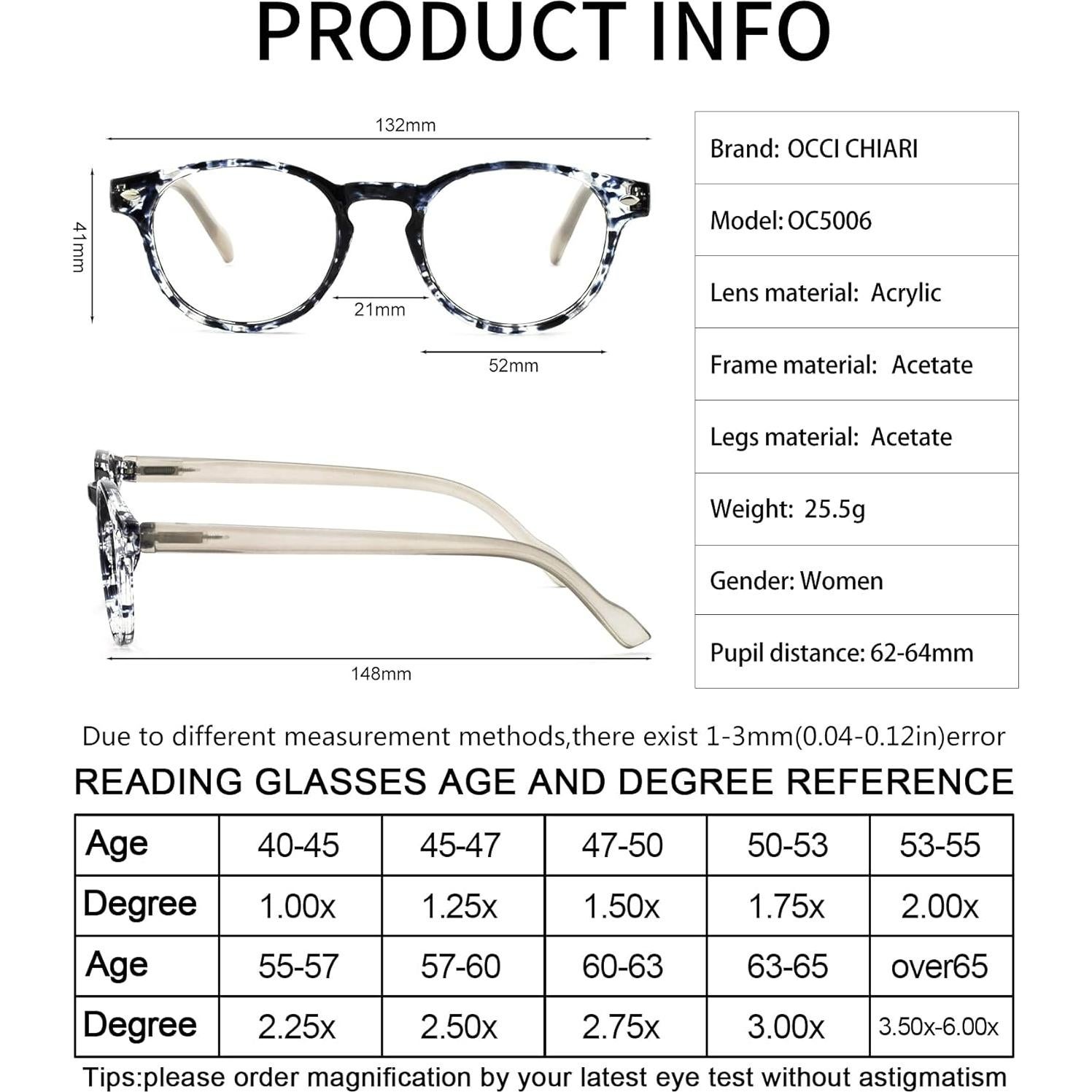 Lentes de Lectura OCCI CHIARI Flor Negra 5.0x Diseño Ligero