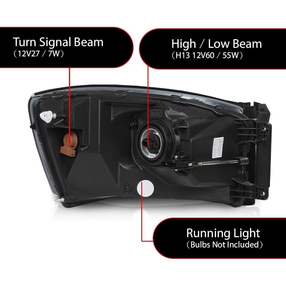 Faros Frontales G-PLUS para Dodge Ram 1500 2500 3500 2006-2009