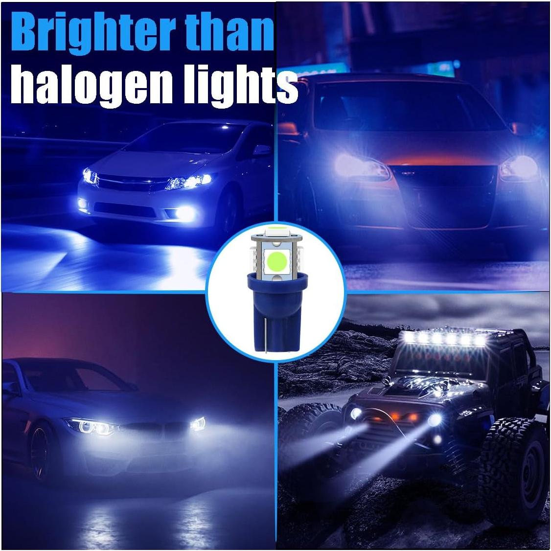 2 Bombillas LED T10 5050 6000K Azul Hielo Smilfuy para Coche