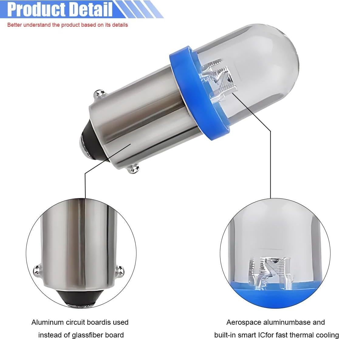 10 Bombillas LED BA9S UHANBUT 12V 6000K Azul para Automóvil