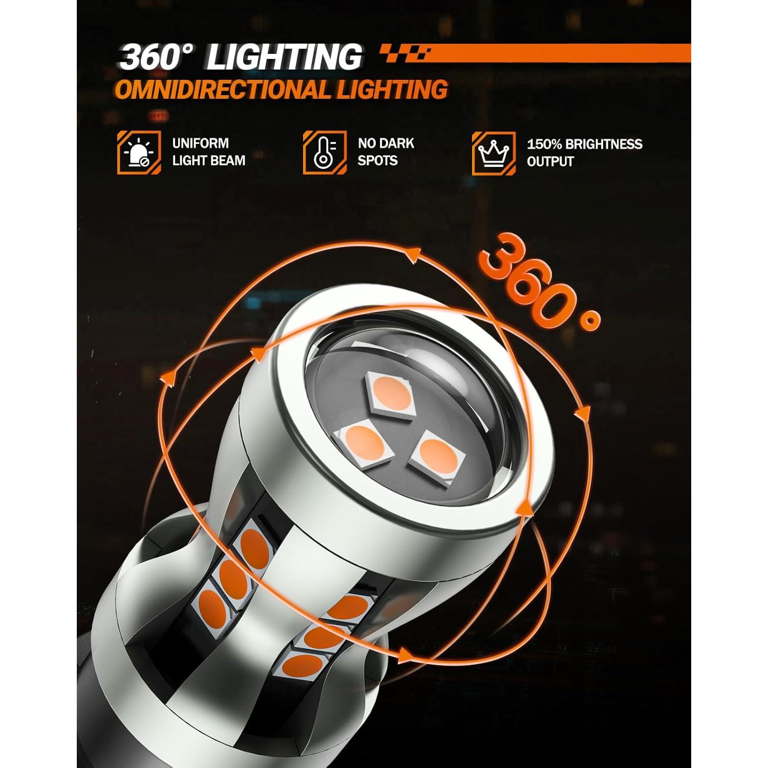Bombillas LED SEALIGHT 3157 Ámbar 2700K 2 Piezas 2600LM