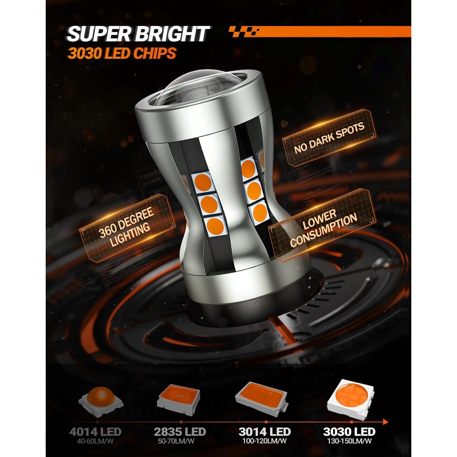 Bombillas LED SEALIGHT 3157 Ámbar 2700K 2 Piezas 2600LM