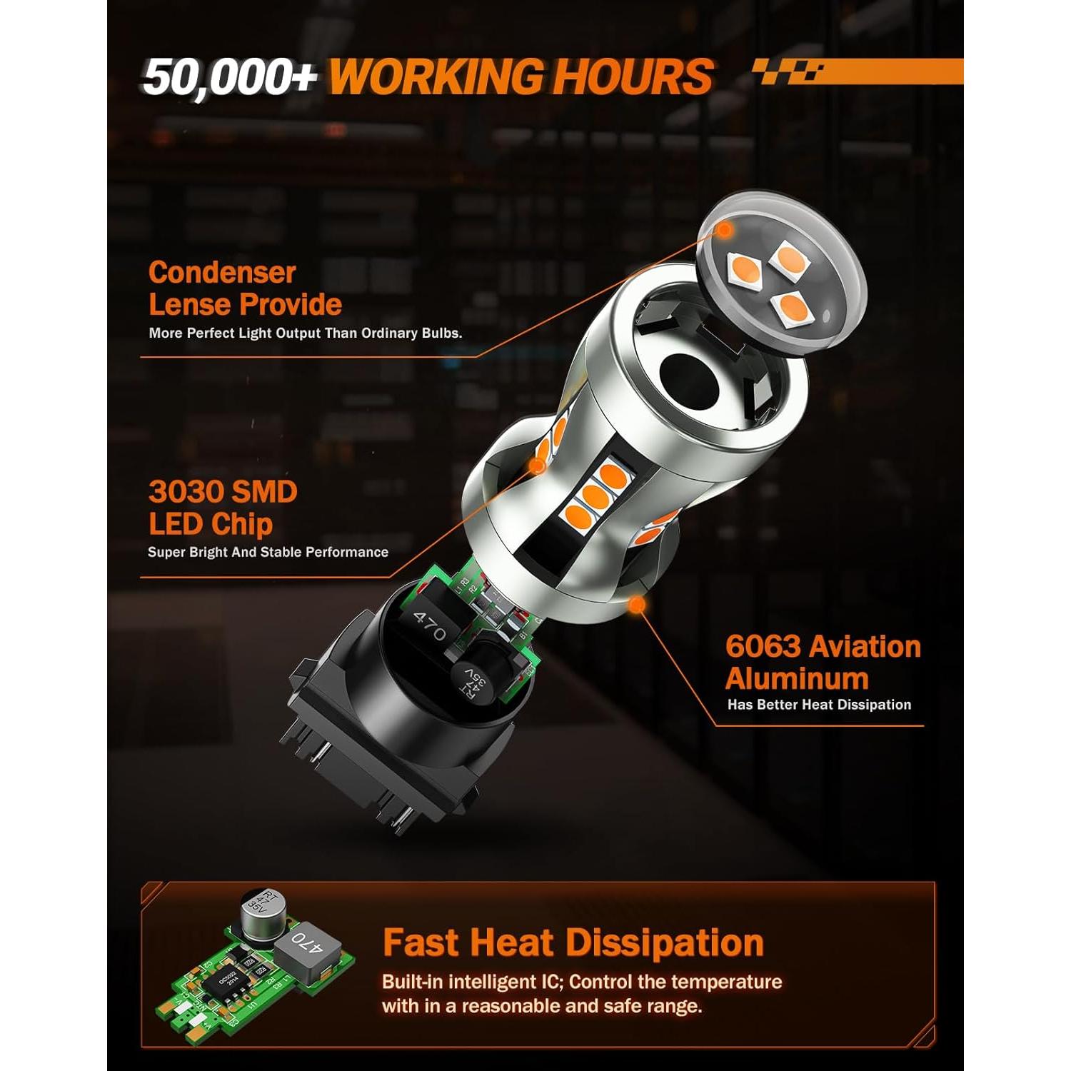 Bombillas LED SEALIGHT 3157 Ámbar 2700K 2 Piezas 2600LM