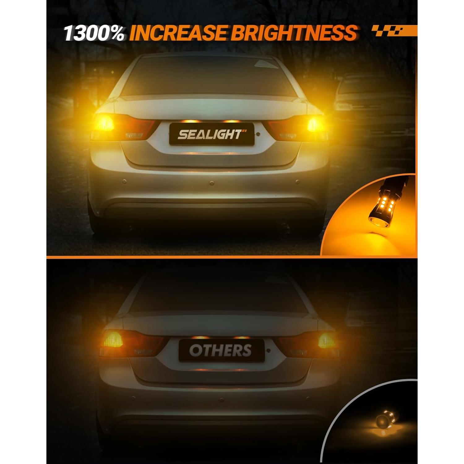 Bombillas LED SEALIGHT 3157 Ámbar 2700K 2 Piezas 2600LM