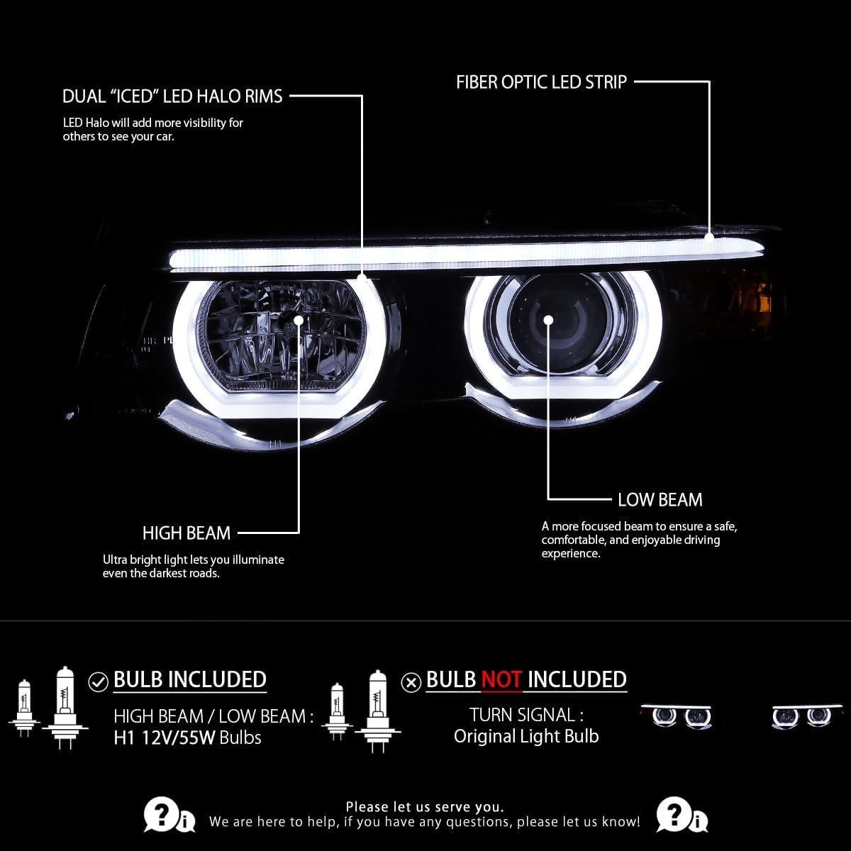 Faros Proyector LED Doble Halo Autozensation BMW E38 1995-2001