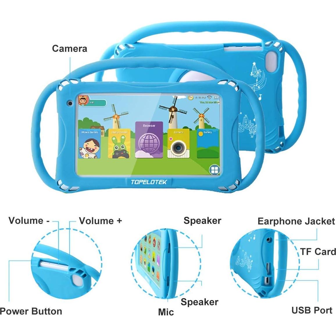 Tableta para Niños TOPELOTEK 7" 32GB Android Control Parental