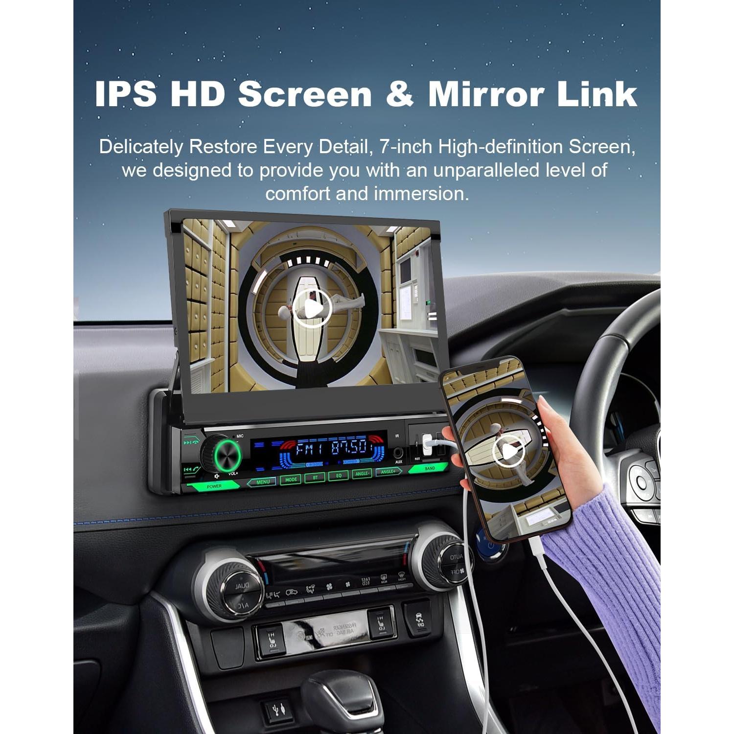 Estéreo de Coche Y-METDRIVING 1 Din 7" Bluetooth 5.1 Carplay