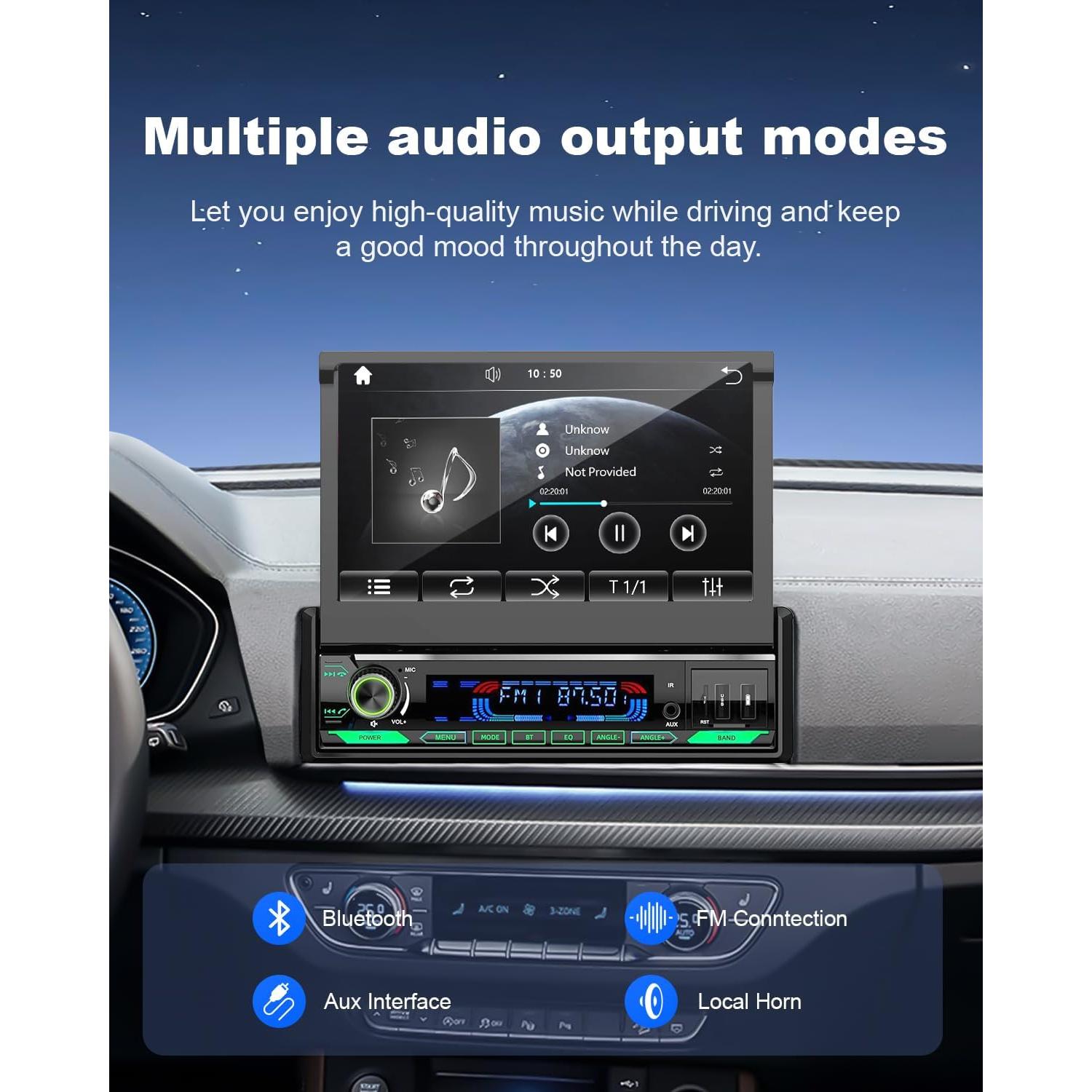 Estéreo de Coche Y-METDRIVING 1 Din 7" Bluetooth 5.1 Carplay