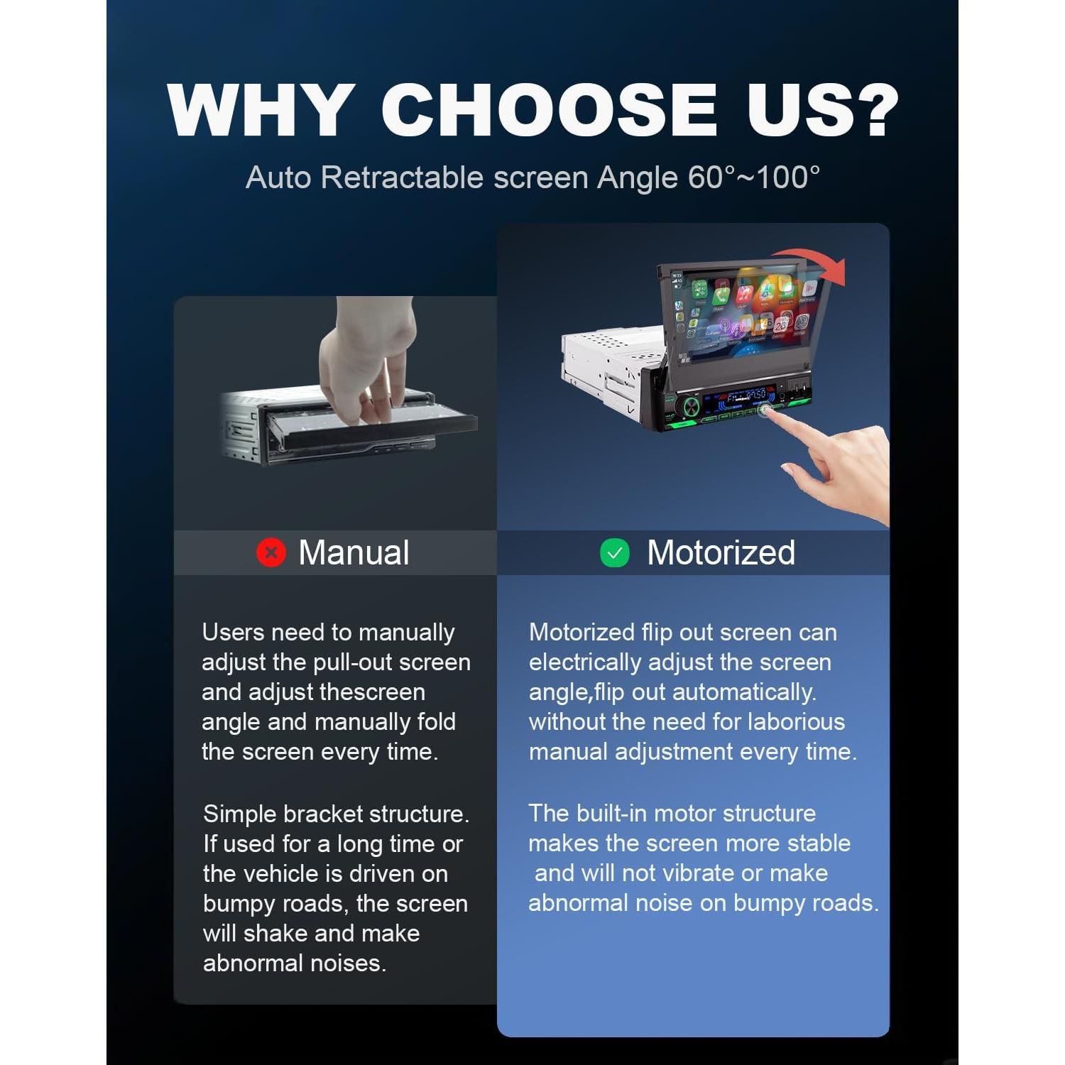 Estéreo de Coche Y-METDRIVING 1 Din 7" Bluetooth 5.1 Carplay