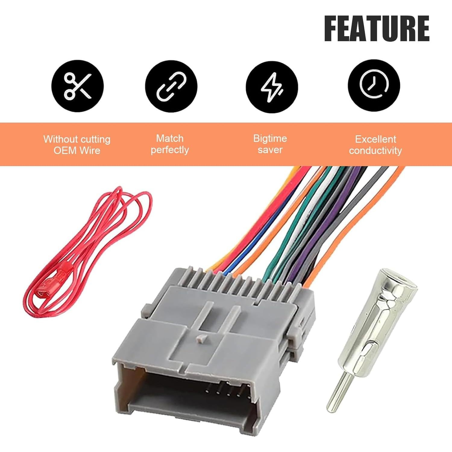 Kit de Arnés de Cableado de Radio Zikefest 3PCS Compatible Chevy