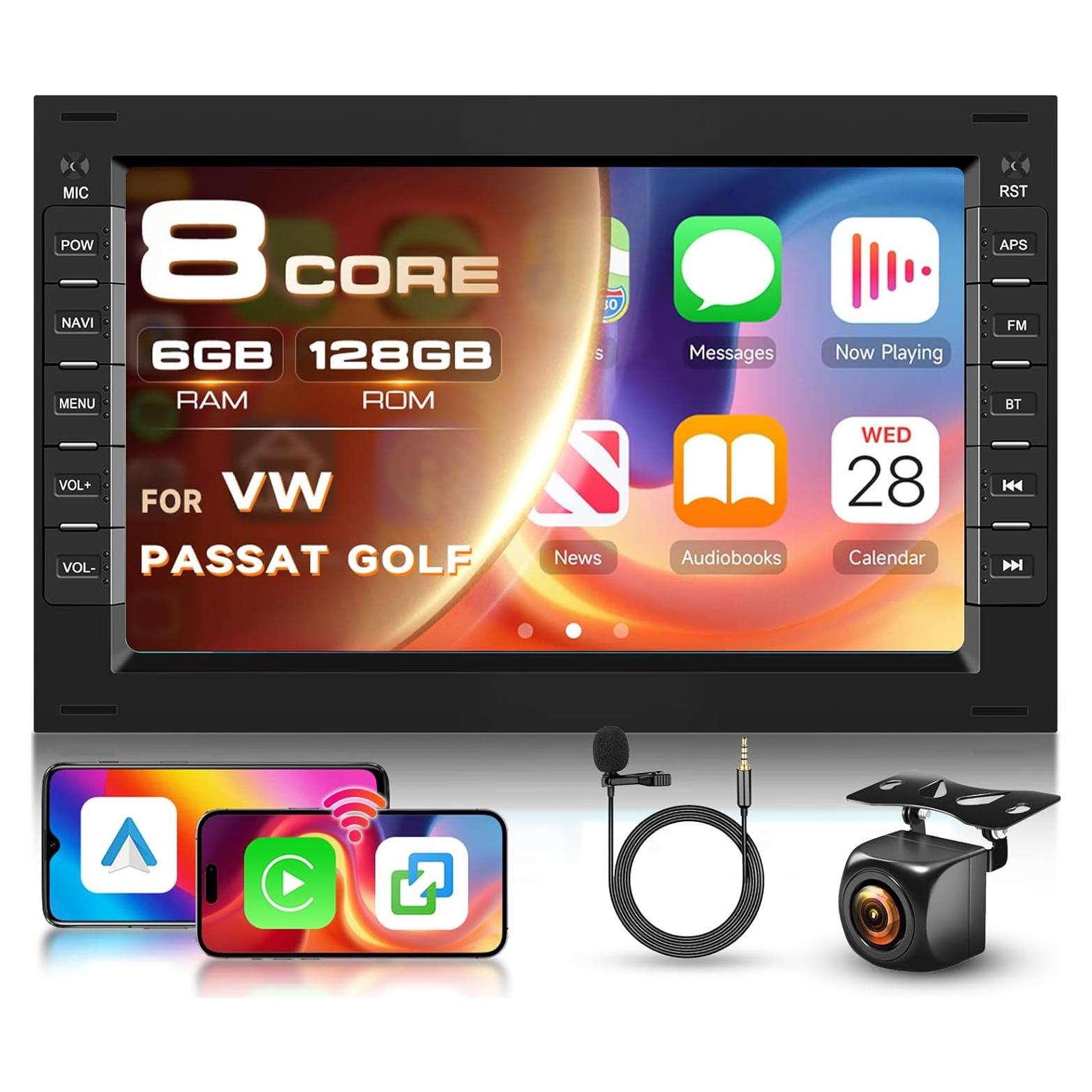 Estéreo Android 7" 8 Núcleos 6GB 128GB VW Passat Golf Jetta