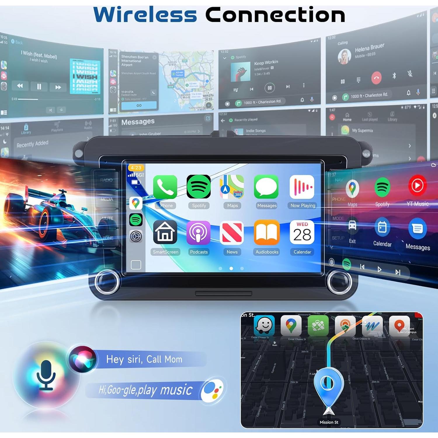 Radio Android 7" Hodozzy para VW Jetta Passat Golf 4G+64G