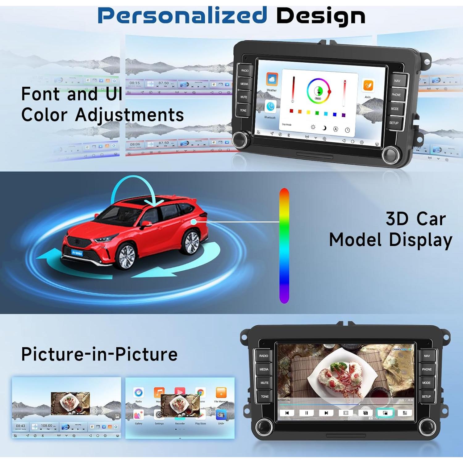 Radio Android 7" Hodozzy para VW Jetta Passat Golf 4G+64G