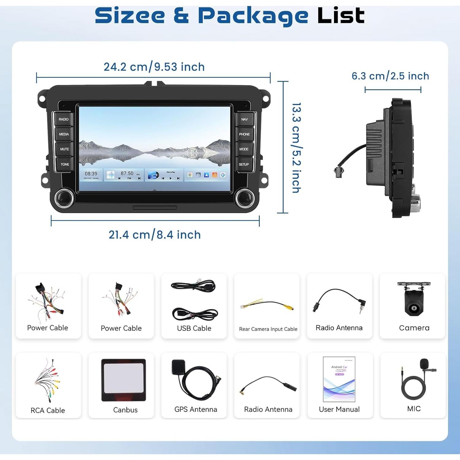 Radio Android 7" Hodozzy para VW Jetta Passat Golf 4G+64G