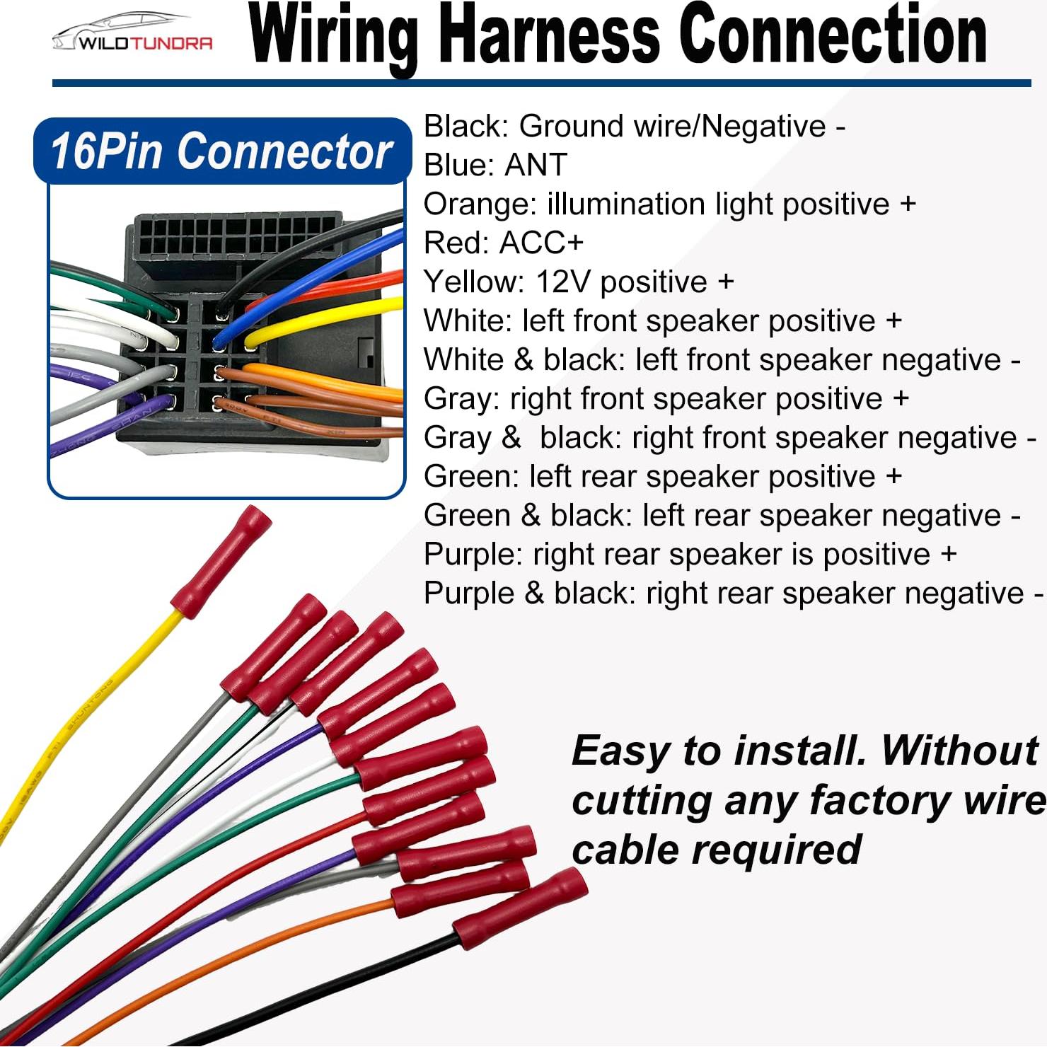 Arnés de Cableado de Estéreo de Coche WildTundra 40 Pines