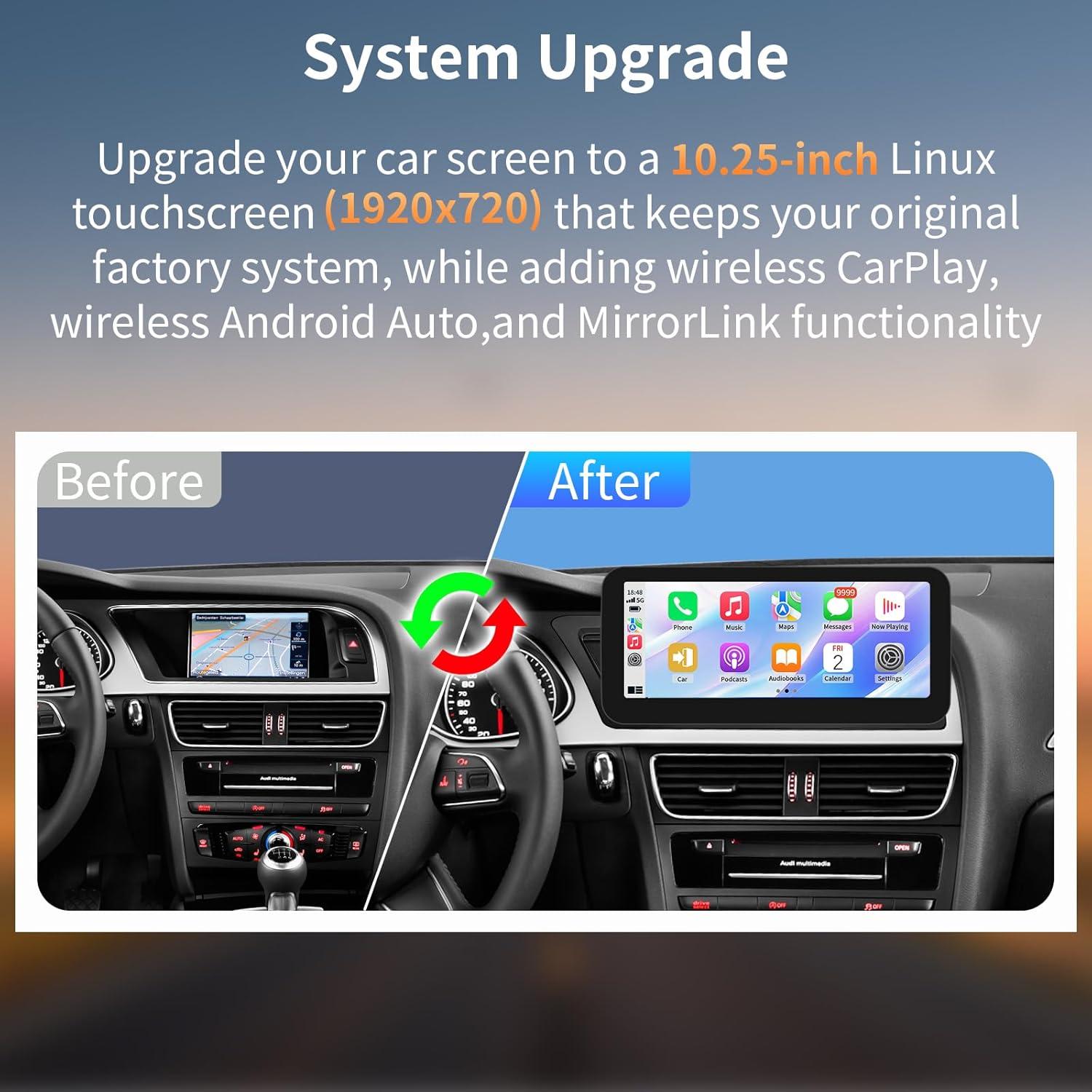 Pantalla Táctil 10.25" Barggn para Audi A4 (2009-2015) CarPlay/Android Auto