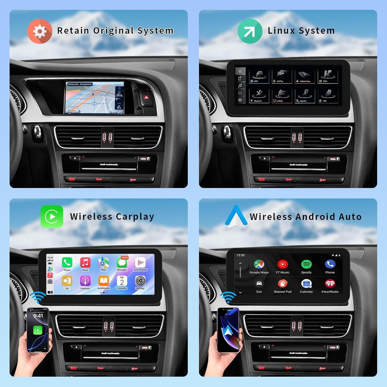 Pantalla Táctil 10.25" Barggn para Audi A4 (2009-2015) CarPlay/Android Auto