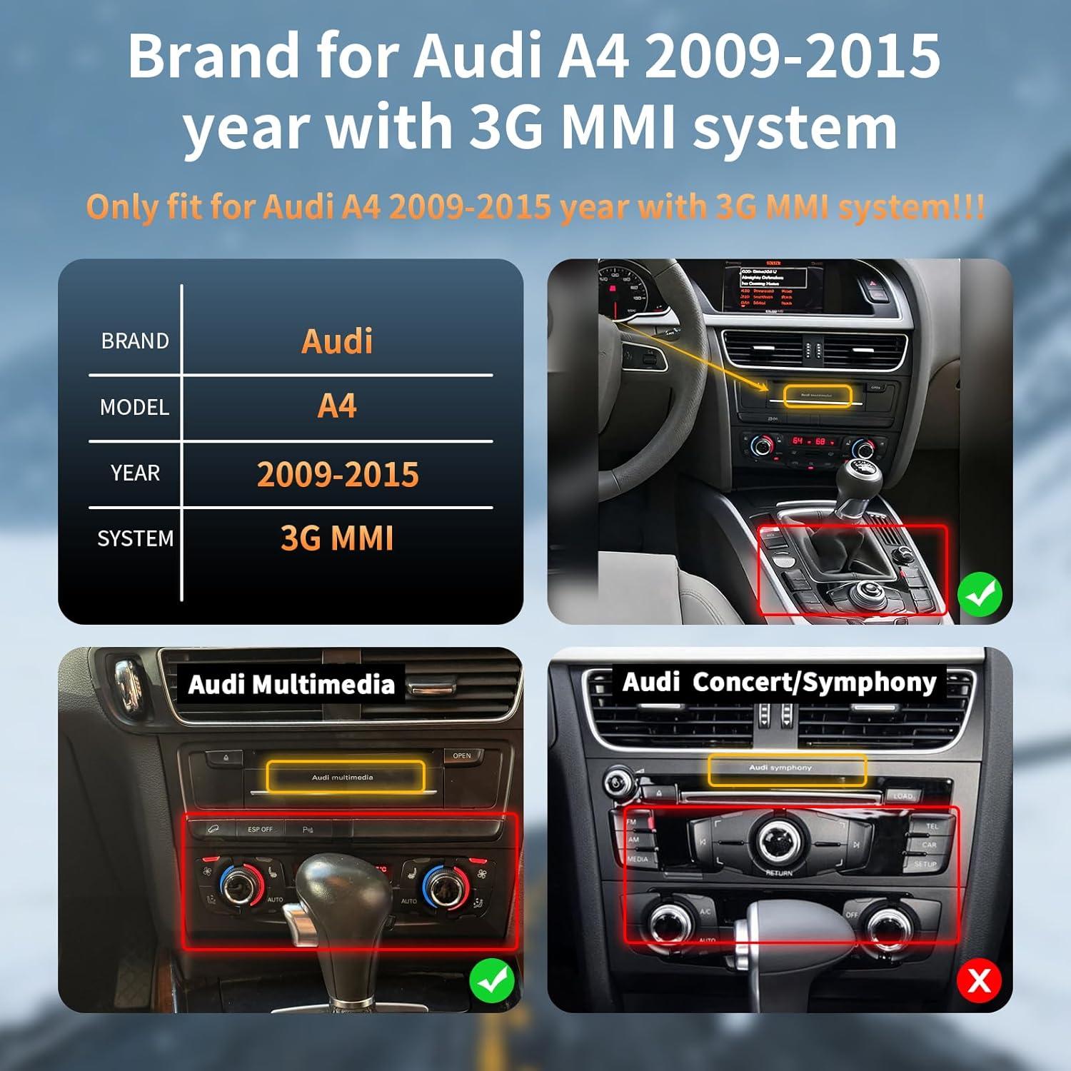 Pantalla Táctil 10.25" Barggn para Audi A4 (2009-2015) CarPlay/Android Auto