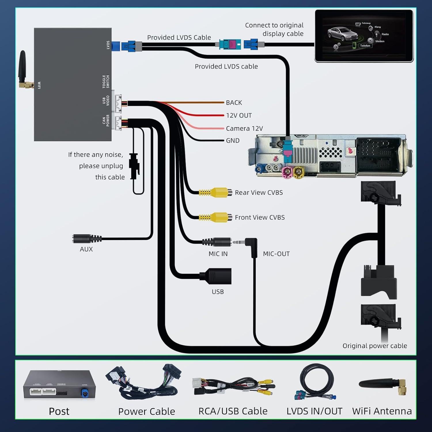 Kit Retrofit CarPlay Inalámbrico Liwogi para Audi 2014-2022