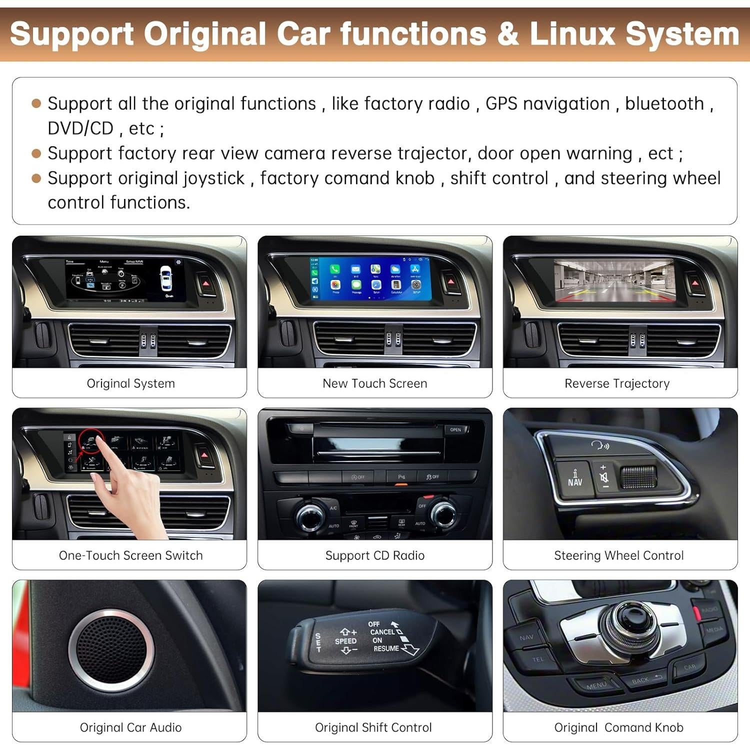 Pantalla Táctil Carplay 8.9" LOVEVEH para Audi A5 2009-2015