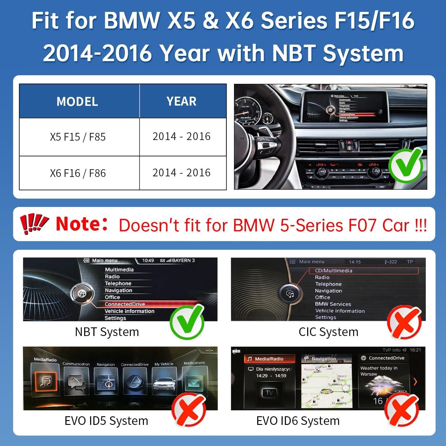 Pantalla Táctil 12.3" Road Top para BMW X5/X6 NBT 2014-2016