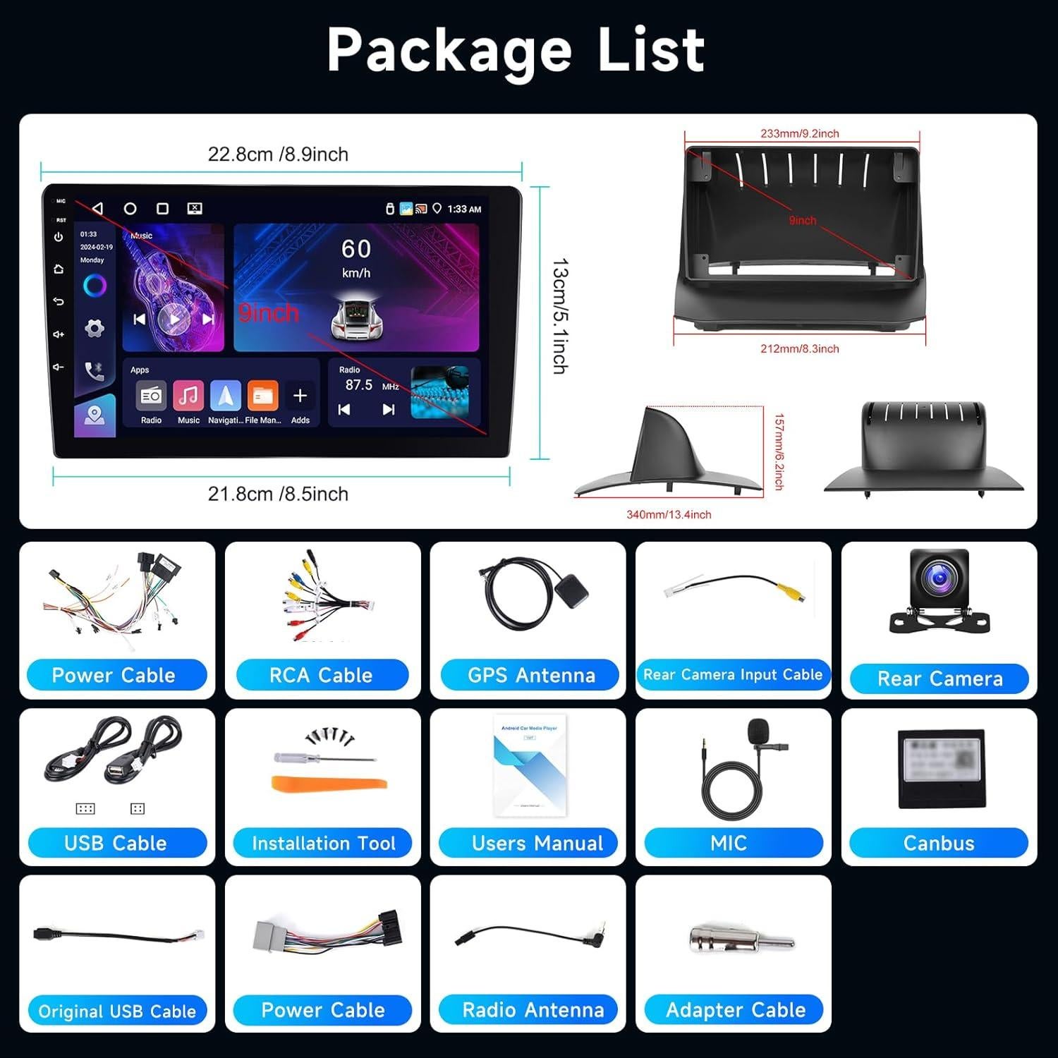 Estéreo de Coche Android Hodozzy 9" para Ford Fiesta 2009-2014