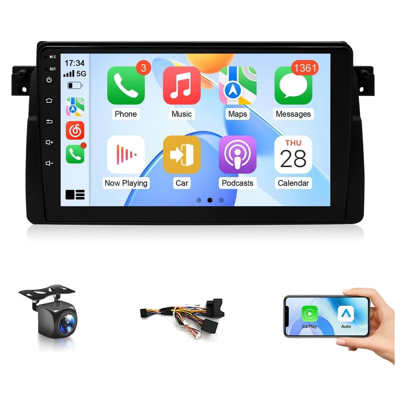 Estéreo de coche XGU para BMW E46 1998-2006, 9" CarPlay