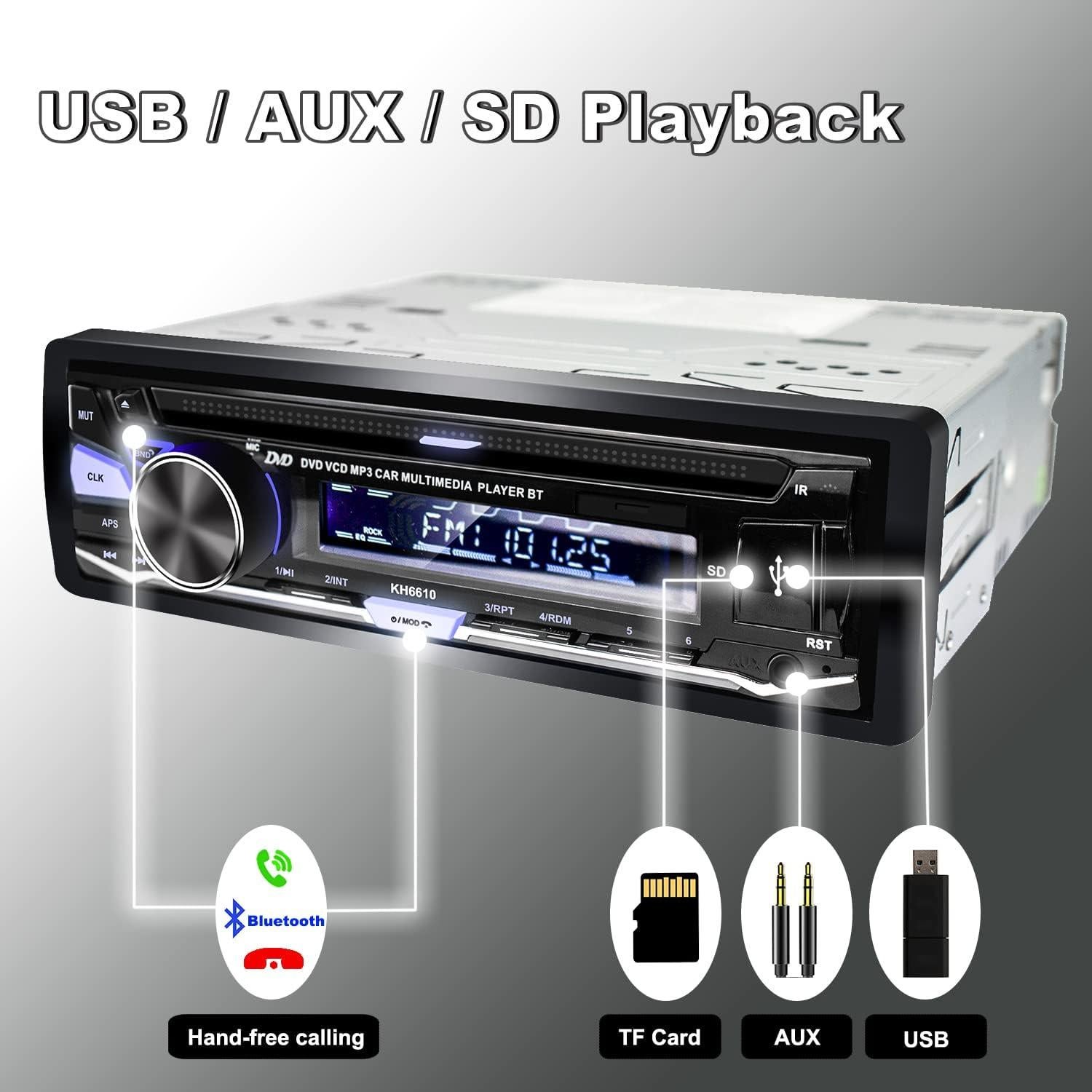 Receptor de Audio para Auto Hengweili KH6610 Bluetooth USB AM/FM