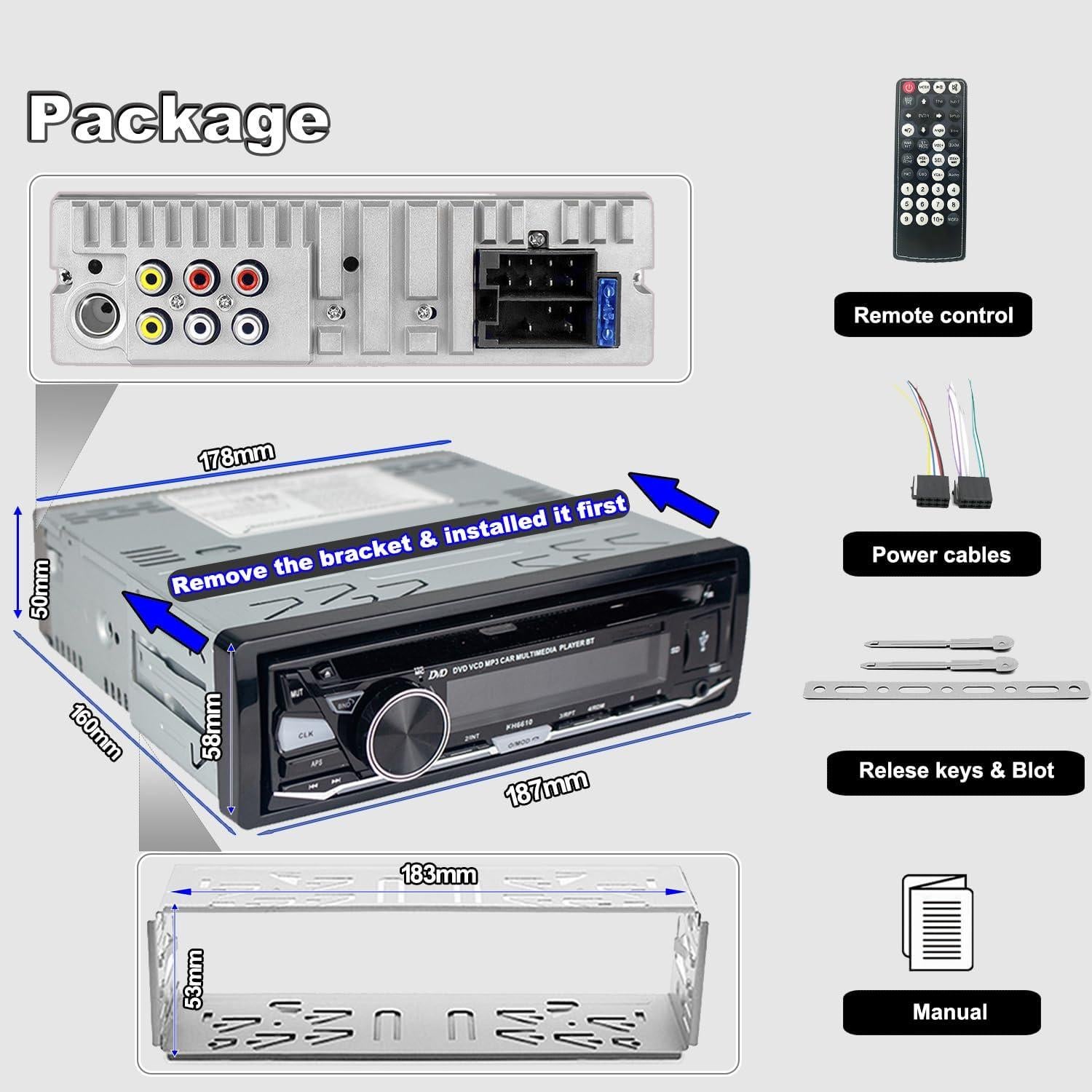 Receptor de Audio para Auto Hengweili KH6610 Bluetooth USB AM/FM