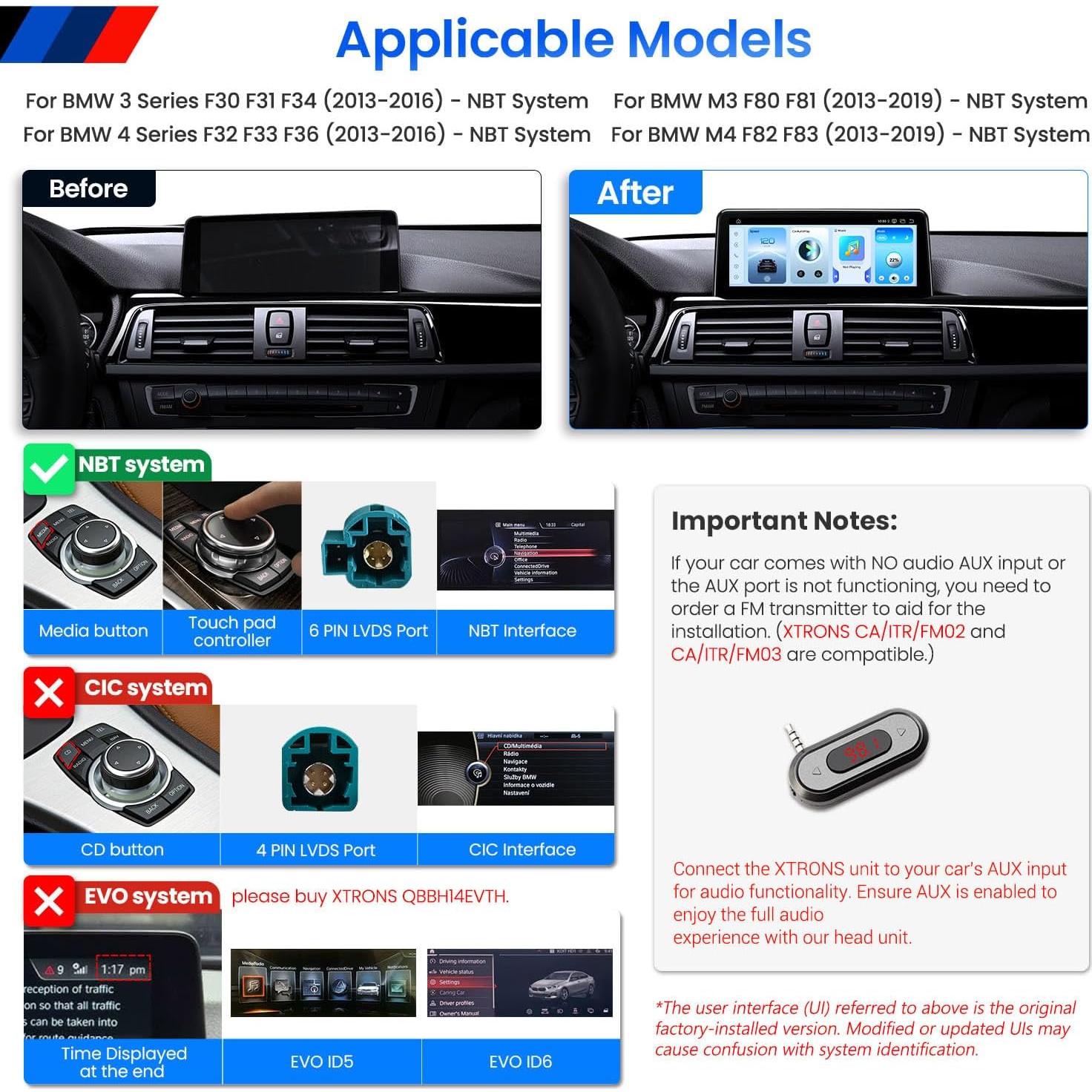 Estéreo de Coche XTRONS Android 10.25" NBT para BMW F30 F31 F32 F33 F34 M3 M4 8+128GB