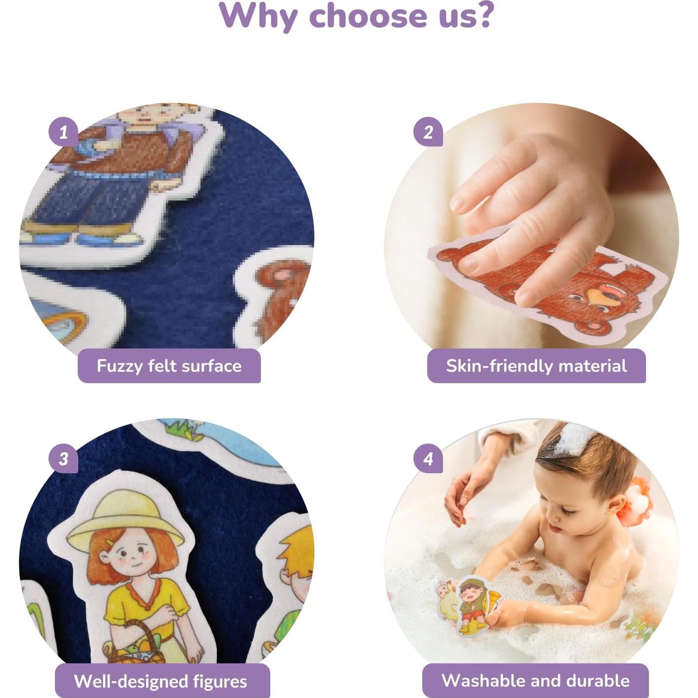 Conjunto de Cuentos de Fieltro CHEFAN 4 Piezas para Niños