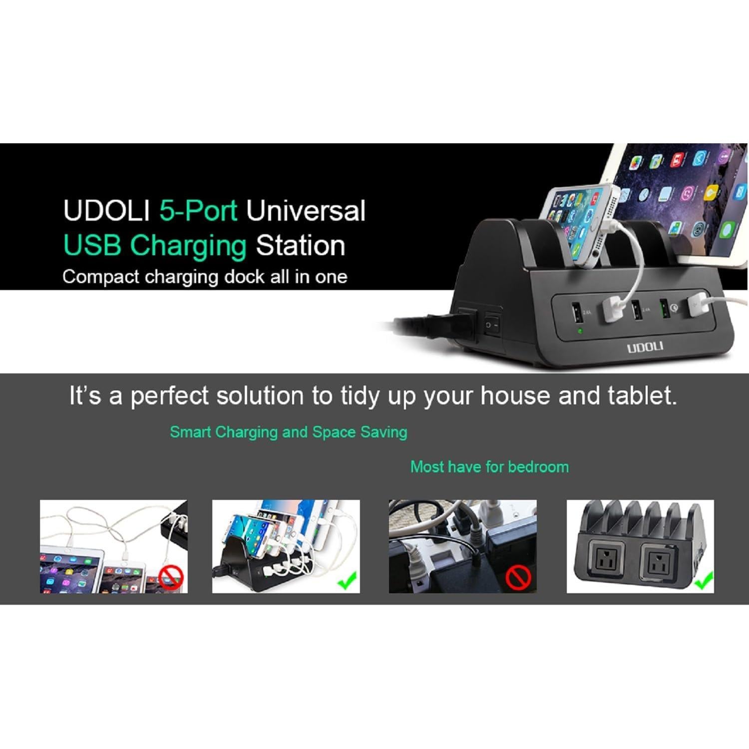 Estación de Carga 5 Puertos USB MTN Electronics Soporte Negro