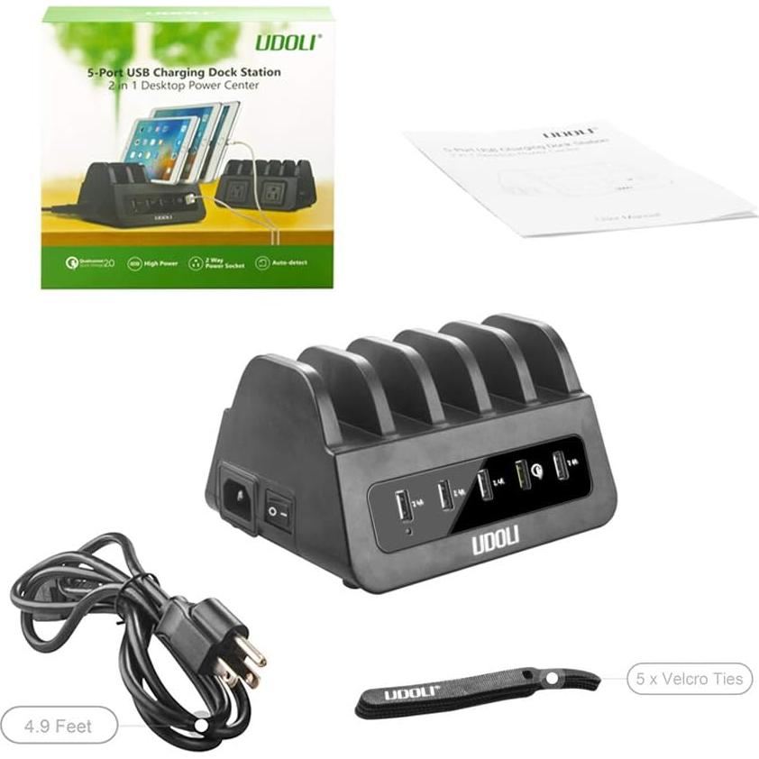 Estación de Carga 5 Puertos USB MTN Electronics Soporte Negro