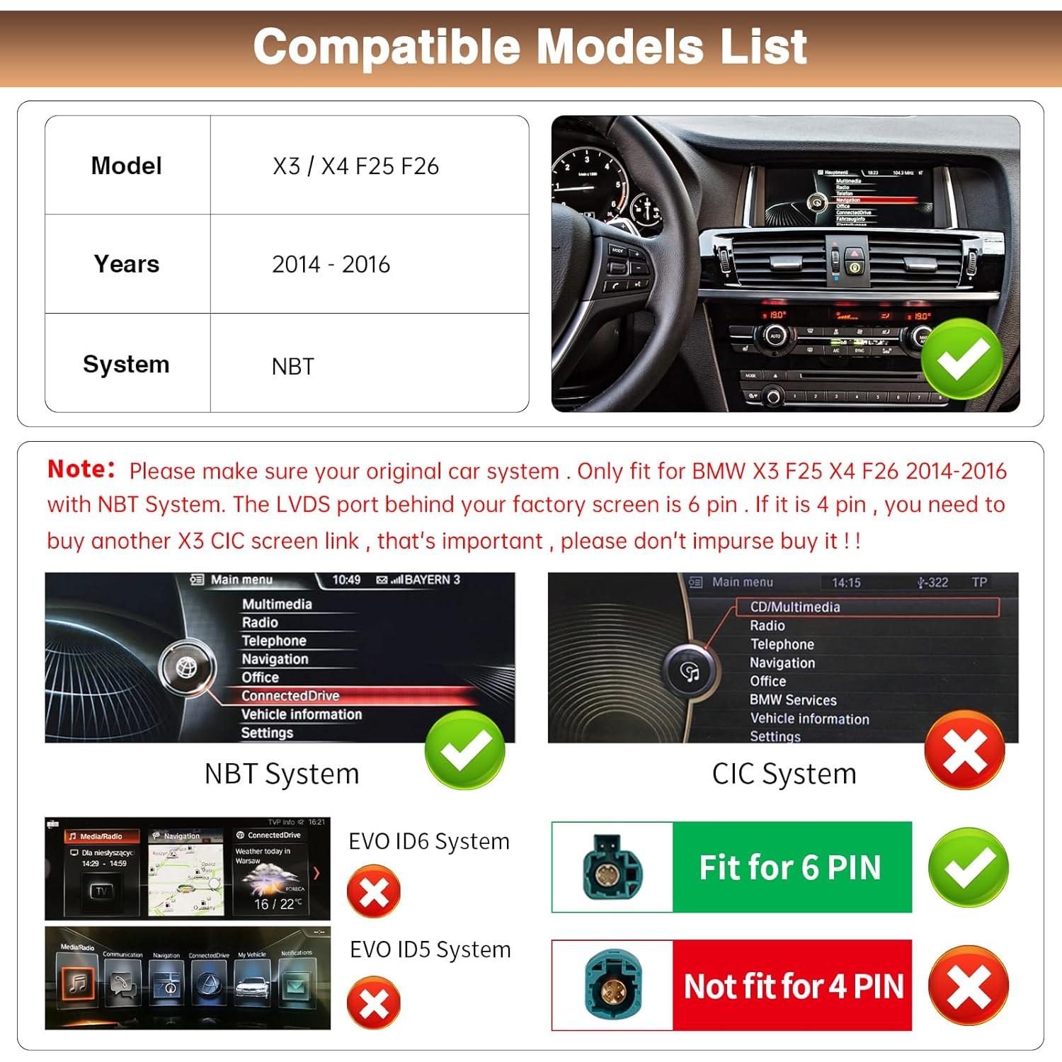 Pantalla Táctil 12.3" LOVEVEH para BMW X3 F25 X4 F26 2014-2016