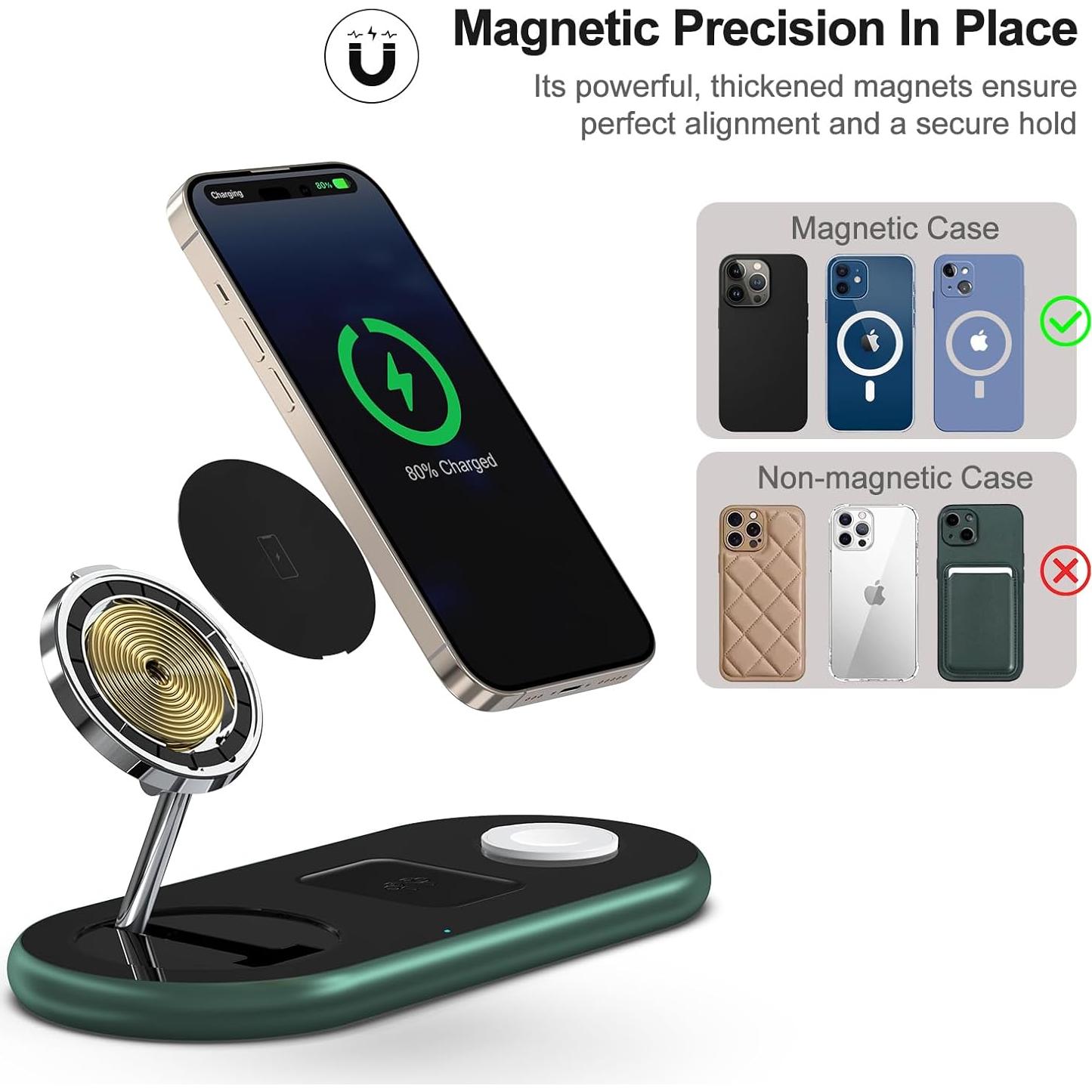 Estación de Carga 3 en 1 OKFlyman para iPhone, Apple Watch y AirPods