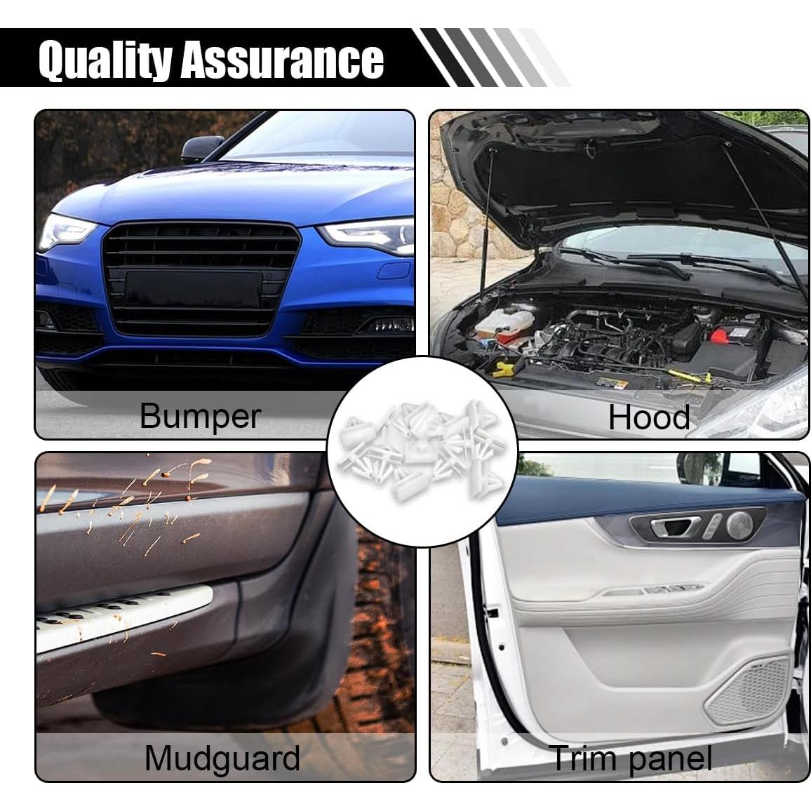 20 Clips de Remache JOYCOURT Nylon Blanco para Automóviles