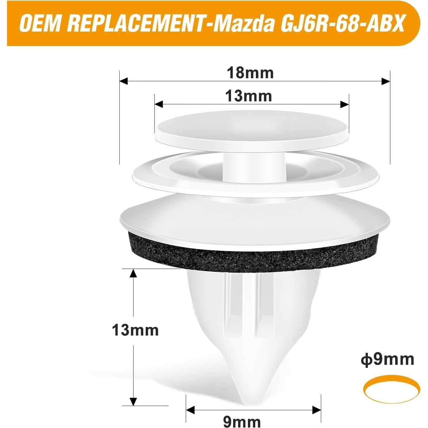 Clips de Panel de Puerta GOOACC 50Pcs Nylon 9mm GRC-304