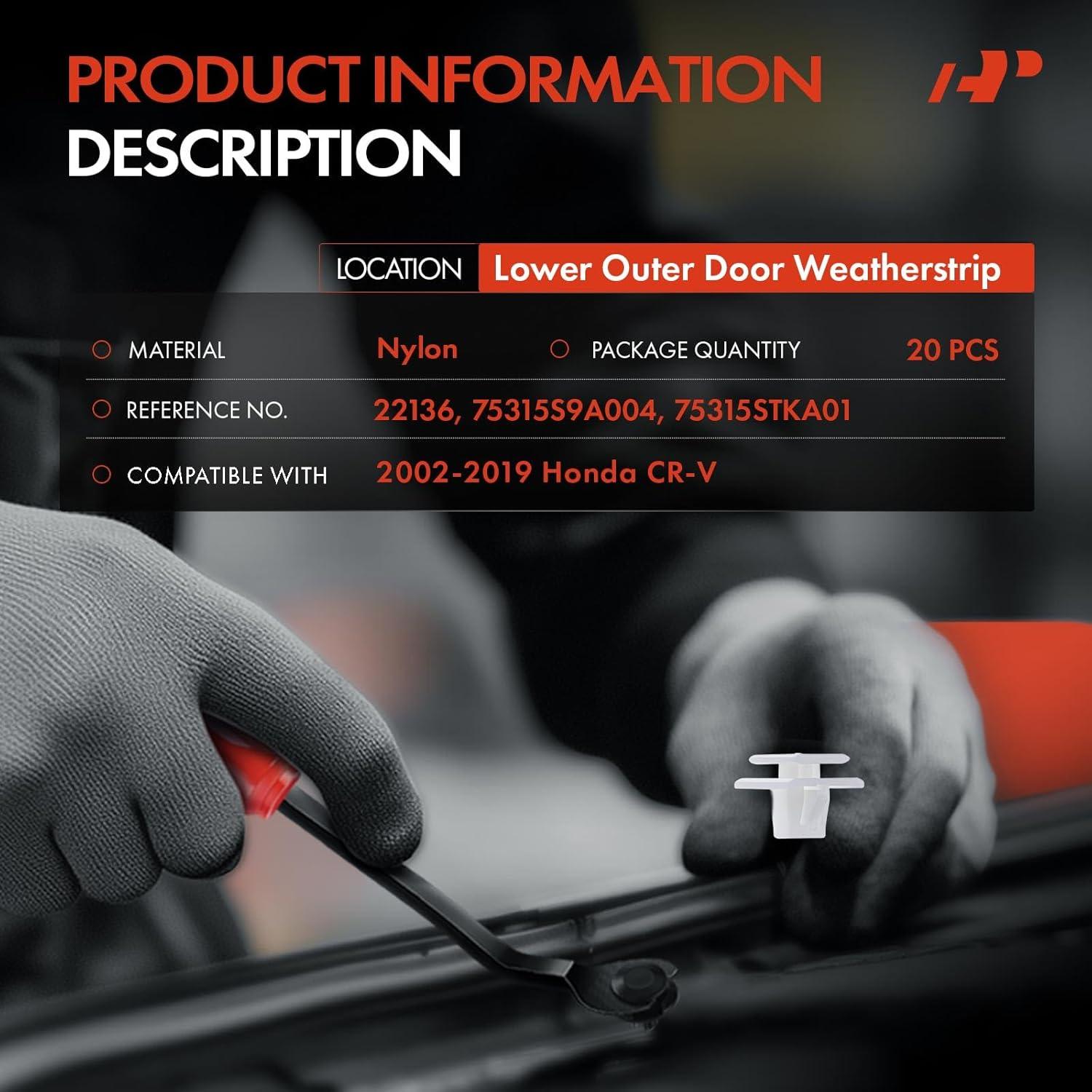 20 Clips de Retención Nylon A-Premium para Honda CR-V 2002-2019