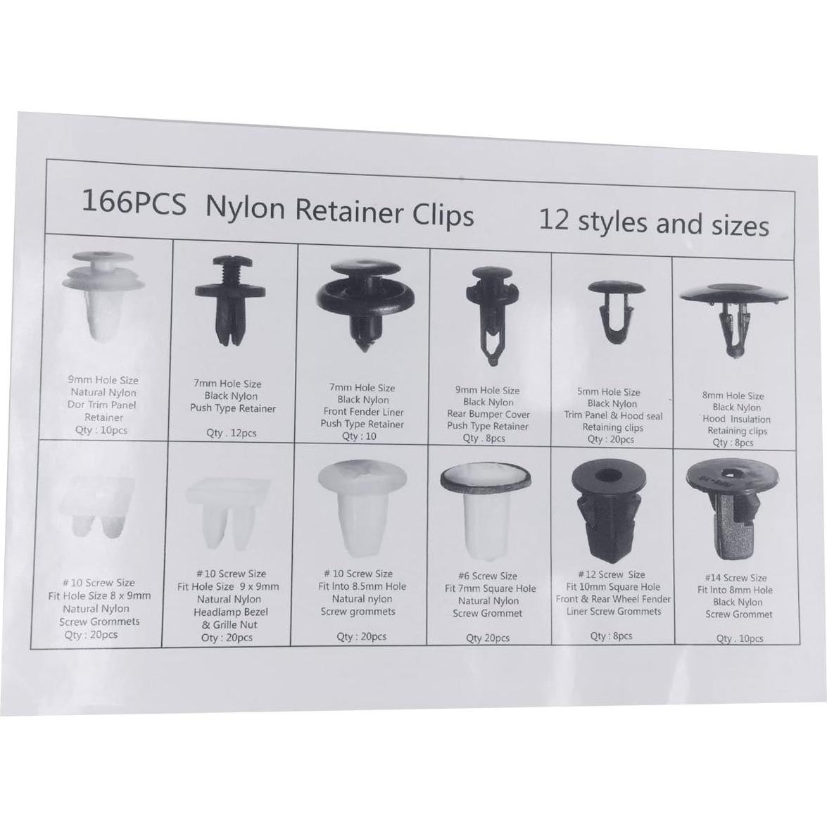 Juego de Clips de Recorte Lantee 166 Piezas para Autos