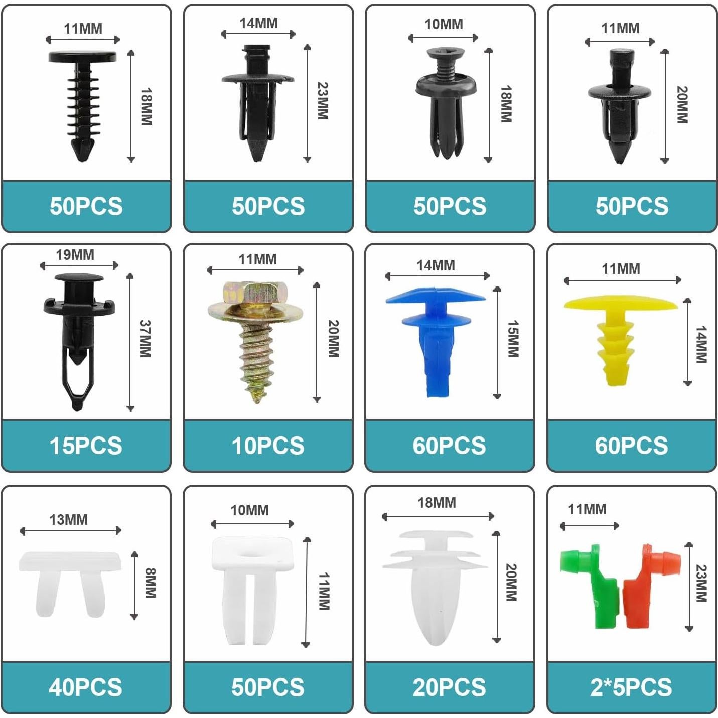 Kit de Sujetadores para Auto ZOKYUYS 835 Piezas Nylon