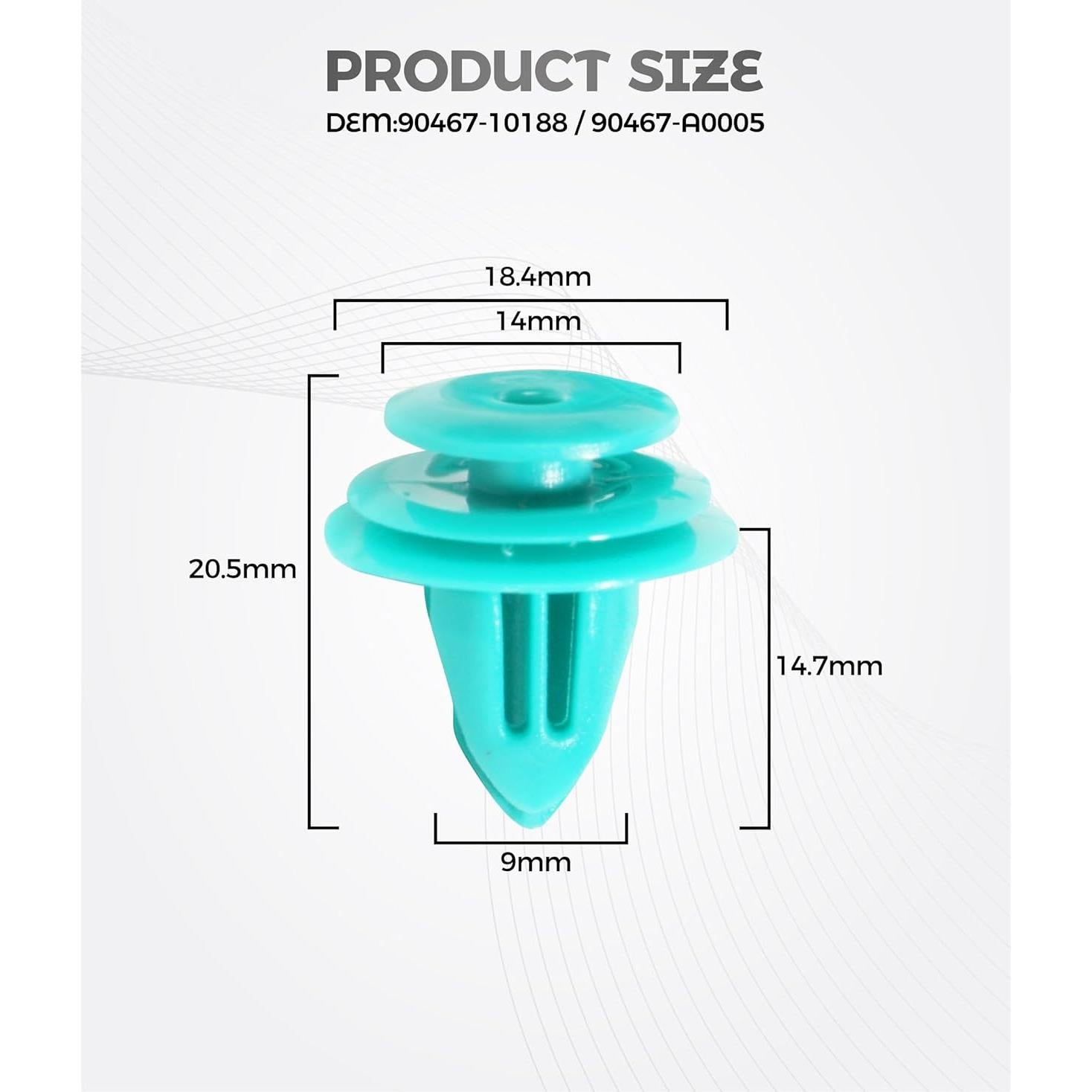 20PCS Car Clips,Car Accessories Door Panel Retainer Clips,Universal Automotive Push Fastener Clip Trim Panel Retainer,Reusable Plastic Trim Car Fenders,Replace #90467-10188 90467-A0005