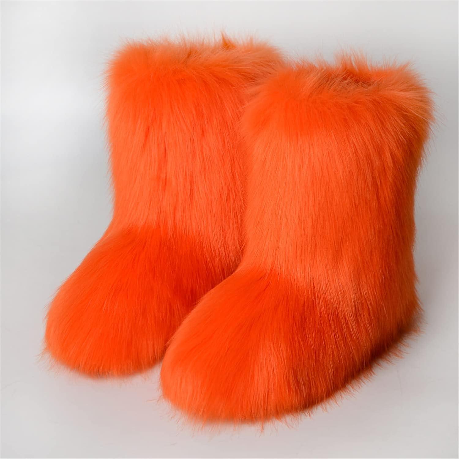 Botas de Nieve para Mujeres YESBOR Fluffy Naranja Talla 7
