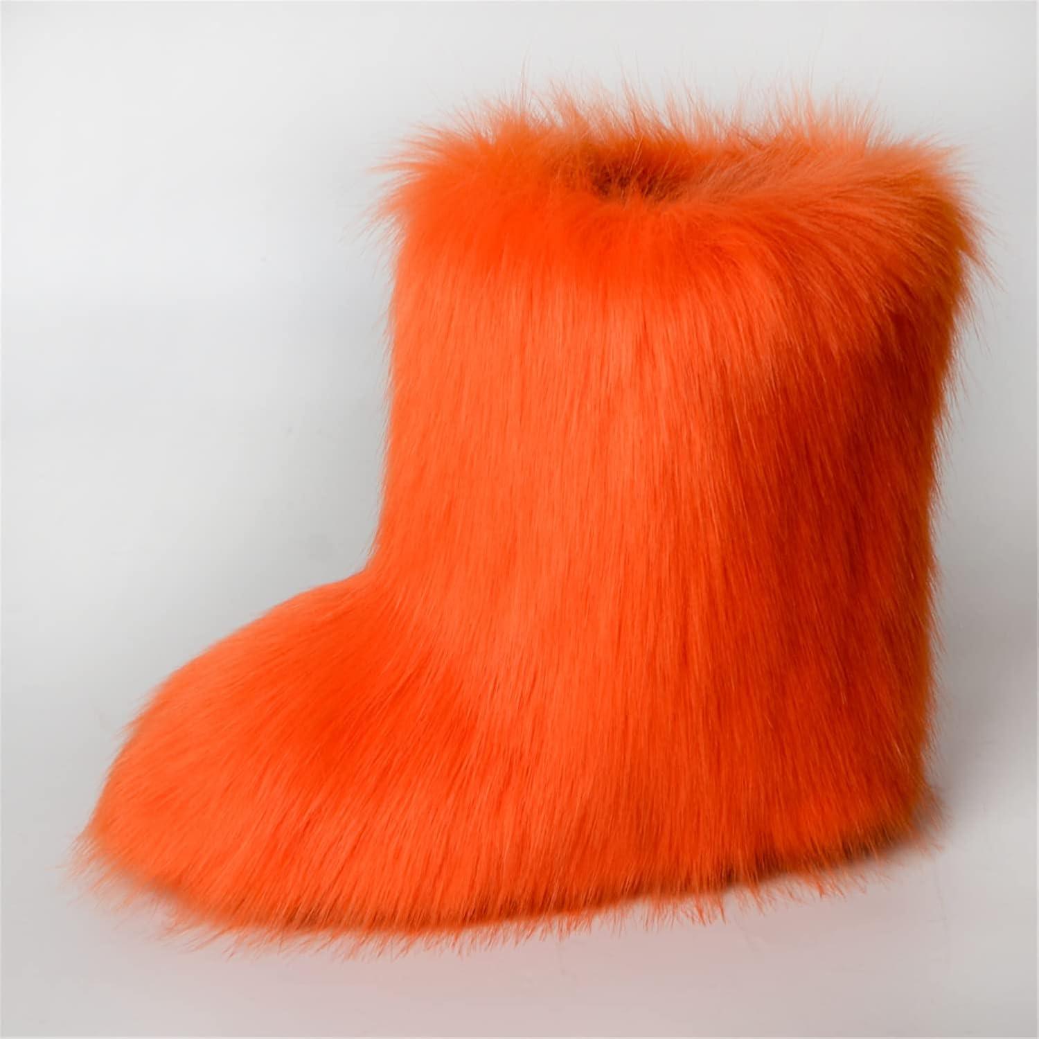 Botas de Nieve para Mujeres YESBOR Fluffy Naranja Talla 7
