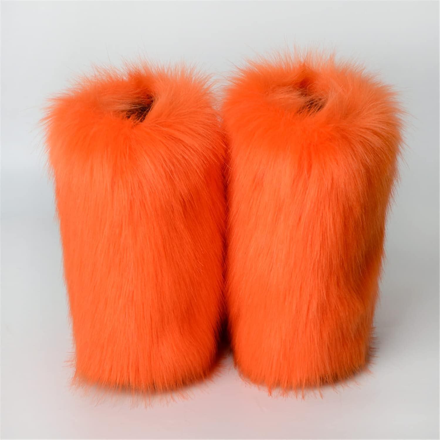 Botas de Nieve para Mujeres YESBOR Fluffy Naranja Talla 7