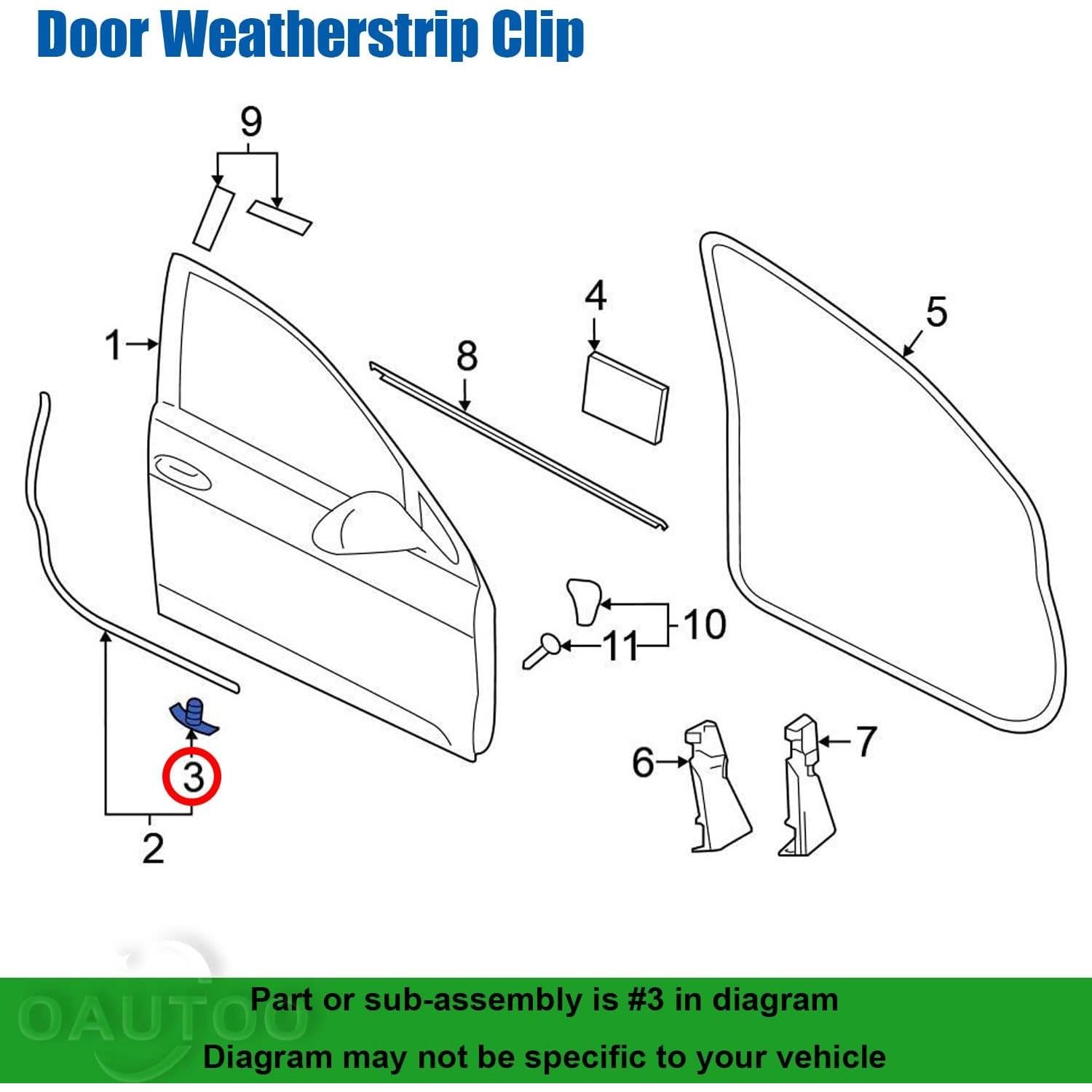 Clip de Retención de Sello de Puerta OAUTOO 25pcs para VW