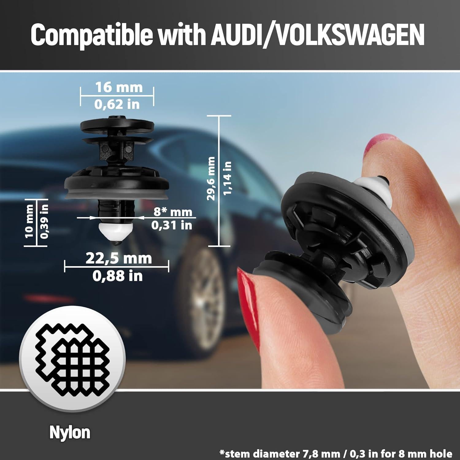 20 Clips de Retención de Panel de Recorte Automajor 6Q0868243