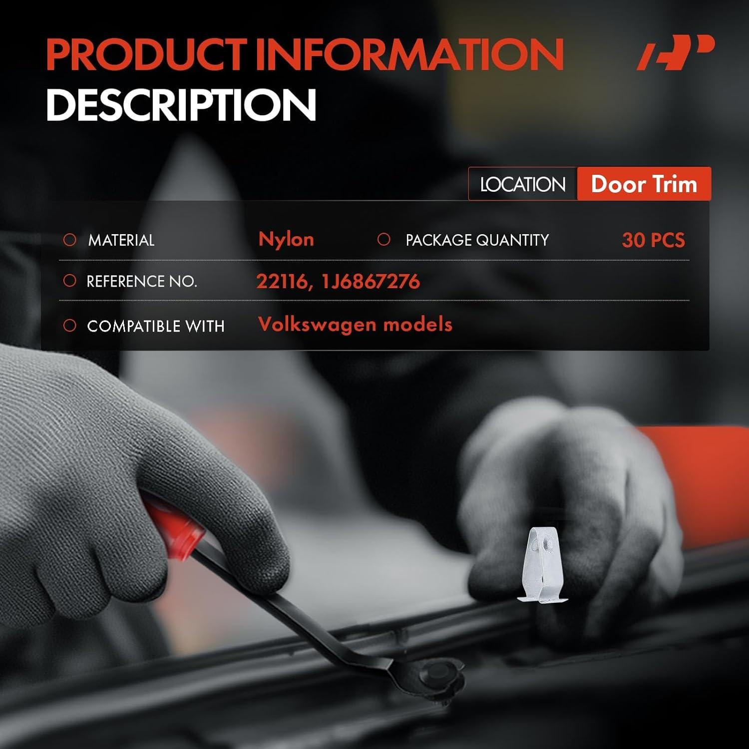 30 Clips de Retención A-Premium para Puertas Volkswagen