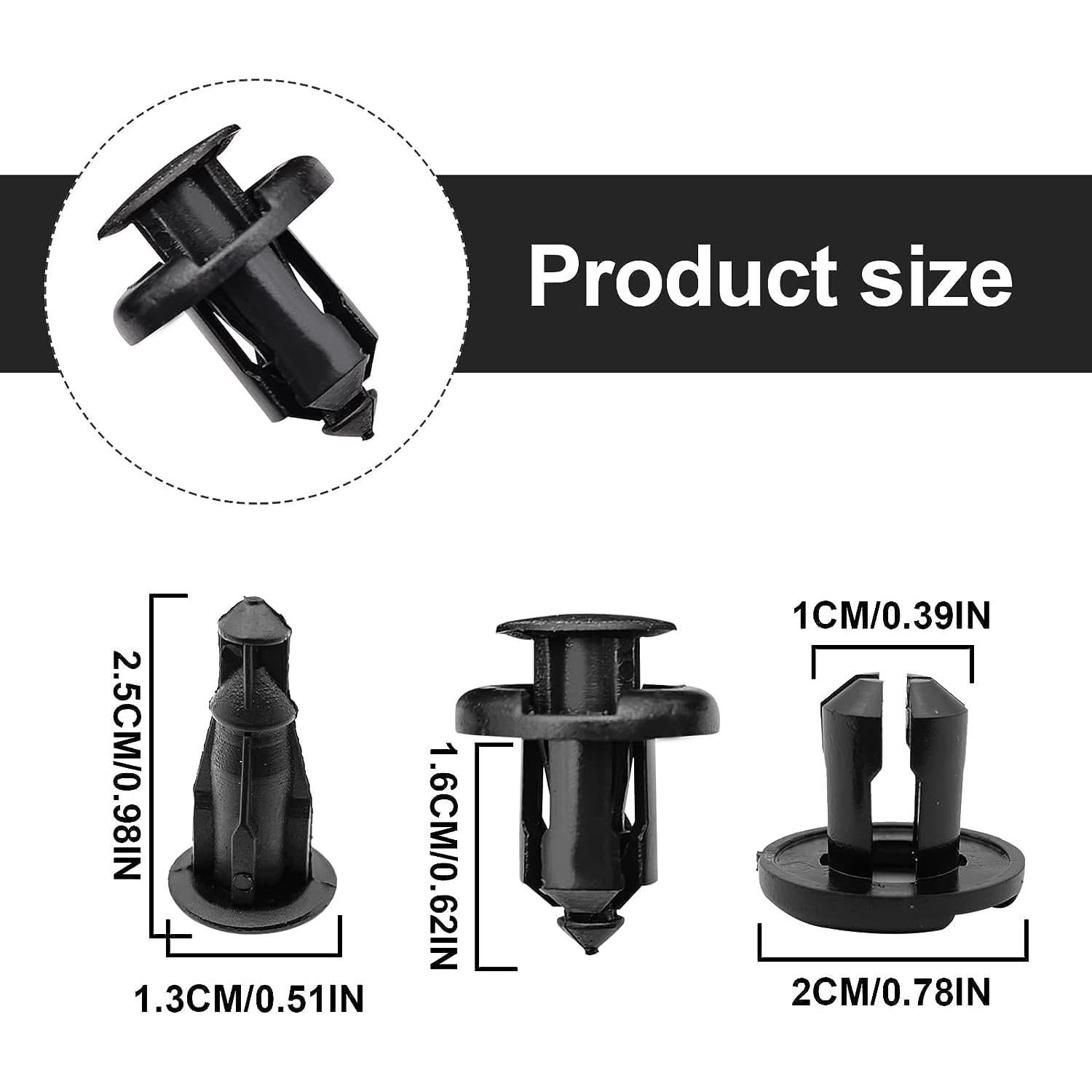 100 Clips de Parachoques TOPCNOEM 10mm para Honda Acura